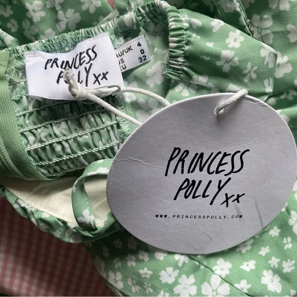 Princess Polly - Tallie Mini Dress Green Floral - size 0 - Picture 6 of 7